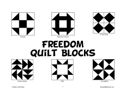 There are pages of quilt squares used on freedom quilts as part of the underground railroad. Http Mathwire Com Quilts Freedomtemplates Pdf