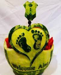 Fruit Fantasy On Instagram Bundle Of Joy Little Feet Heart For A Baby Shower Fruitfantasy1 Frui Fruit Carving Fruit Fruit And Vegetable Carving