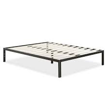 Arnav full black metal platform bed frame. Full Size Modern Black Metal Platform Bed Frame With Wood Slats Q C Home