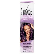 • cut a 1/4 inch wide strand of hair from your roots (back of head) and tape strand together. Clairol Color Crave Temporary Hair Color Makeup Brilliant Amethyst 1 Application Walmart Com Walmart Com