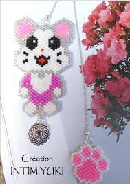 Marque Page Chat Porte Bonheur Coussinet Chat Kawaii Livre Perle Miyuki Cadeau Auteur Bookmark Luchy Charm Japonais Japanese Cat Gift Bead Loom Patterns Bead Loom Bracelets Loom Beading