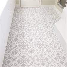 How I Painted And Stenciled My Old Outdated Tile Floor Painting Tile Floors Painted Floor Stenciled Floor