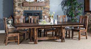 My dining room furniture is all custom made using premium hardwoods and the best hardware. San Antonio Rough Sawn Trestle Dining Table From Dutchcrafters Amish