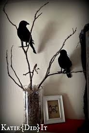 Halloween Vase And Raven Decor Add Some Spiderweb And It Will Look Even Better I Ll Just Spray Paint Some Tw Classy Halloween Halloween Vase Halloween Mantle