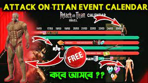 The collaboration will see content from the popular anime make its way to the the event runs until april, giving you the chance to earn exclusive attack on titan content such as costumes, weapon skins, and event reskins. Free Fire Attack On Titan Calendar Free Fire Attack On Titan Free Fire Attack On Titan Event Youtube
