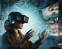 A person wearing a VR headset, immersed in a virtual world