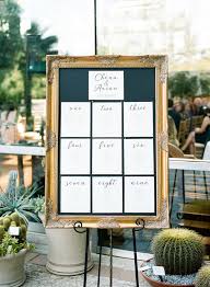 seating chart displayed in gold picture frame