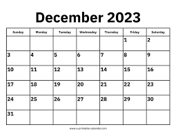 2023 December Calendar Printable