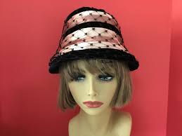 1960's Bucket Style Cocktail Hat, Midcentury Cocktail Hat,black Tan, Taupe  Ladies 60s Hat, 1960s Hats,ladies 60s Hat, Fancy 60s Bucket Hat