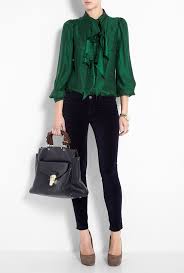 Emerald Green Charlyee Bow Blouse By Milly Green Blouse Outfit Green Shirt Outfits Blouse Outfit Work
