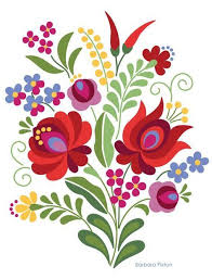 Hungarian Folk Design Red Rose And Peppers Etsy Folk Art Flowers Polish Folk Art Folk Design