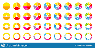 Set Of Round Pie Charts Color Stock Vector Illustration Of