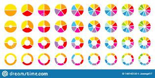 set of round pie charts color stock vector illustration of