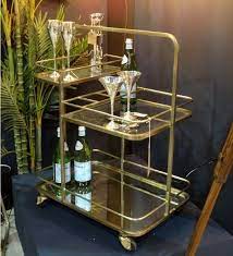 Culinary Concepts Lanesborough Three Tier Gold Bar Trolley Black Bar Cart Lanesborough Bar Cart