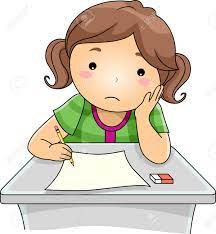 Ilustracion Con Una Chica Que Parece Triste Mientras Contesta Preguntas De La Prueba Ilustraciones Vectoriales Clip Art Vectorizado Libre De Derechos Image 33520508