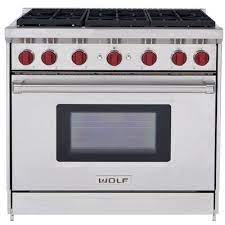Gas stoves do not use electricity, which gives them a few advantages as well. Wolf Gr366 36 Inch Pro Style Gas Range With 6 Dual Stacked Sealed Burners 5 5 Cu Ft Convection Oven Continuous Grates Infrared Broiler Red Control Knobs Island Trim And Star K Certified Natural Gas