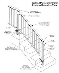 All construction shall conform to the latest edition of the building code, as amended. Stairs Stair Rail Code Picket Aluminum Hand Rail Isometric View Handrail Design Stairs Design Stairs