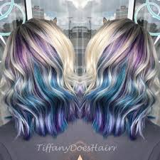 Platinum Blonde Hair With Purple Blue And Teal Underneath 0 Likes 1 Comments Tiffany Allen T Purple Blonde Hair Purple Underneath Hair Vivid Hair Color