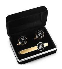 R Gold Tone Engraved Tie Clip Initial Cufflink Men Women Alphabet Letter Bar Set Orazio Mens Tie Bar Ties Mens Initial Cufflinks