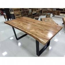 Acacia Natural Wood Live Edge Table With Black U Shaped Legs Liveedgewoodtable Metal Dining Room Table Natural Wood Table Live Edge Table