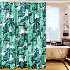 Creative Smart Shower Curtain 100 High Grade Polyester Material Amazing Exot Banana Leaf Pattern Patterned Shower Curtain Green Shower Curtains