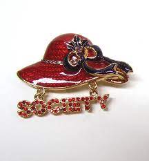 Red Hat Society Brooch Pin Pendant Gold Tone And Enamual Etsy Red Hat Society Red Hats Pin Pendant