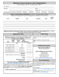 Registration Form Example Family Reunion Registration Family Reunion Invitations Family Reunion Themes