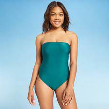 Women S Tall Long Torso Bandeau Tie Back One Piece Swimsuit Shade Shore Teal S L In 2021 Scalloped One Piece Swimsuit One Piece Swimsuit Bandeau One Piece Swimsuit
