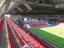 The stadium is currently being renovated, to meet the demands from the danish football association. Telia Parken Kopenhagen Danemarks Nationalstadion Groundhoppingamateur