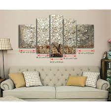 Oil Painting 5 Panel 5 Piece Canvas Cuadros Decoracion Wall Art Picture Modern Abstract Home Decor Living R Gold Wall Decor Wall Decor Amazon Silver Wall Decor