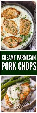 These Creamy Parmesan Pork Chops Are Sure To Be A Hit Around The Family Table The Simple Garlic Parmesan Sauce I Parmesan Pork Chops Parmesan Pork Pork Dinner