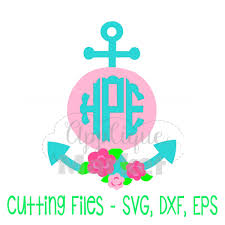 Download Anchor Flowers Monogram Frame Svg