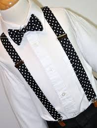 Black And White Polka Dot Bow Tie Suspenders Black Attire For Men Nerd Costume Suspenders Set