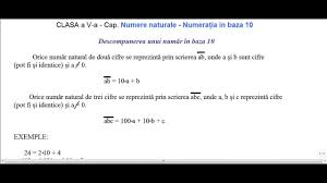 Clasa A V A Cap Numere Naturale NumeraÈ›ia In Baza 10 Teorie Youtube
