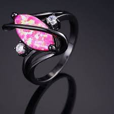 Black And Pink Rings For Her Pink Fire Opal Black Gold Promise Rings Gold Chains For Men Black Gold Jewelry Black Engagement Ring