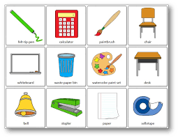 Phone, audiotape, clock, jukebox, vintage toys. Classroom Objects Memory Game Free Printable Speak And Play English