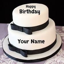Happy Birthday Cake With Name Edit For Boys Elegant Happy Birthday Black And White Cake With Name Happy Birthday Black Cake Name White Birthday Cakes