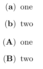 · the remaining 21 letters are consonants: Formatting Create A Bold Enumerated List With Parenthesized Lower Case Letters Tex Latex Stack Exchange