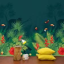 Decor Rainforest Panneau Mural Papier Peint Jungle Wild Papier Peint Papier Peint Paysage Maison Dessin