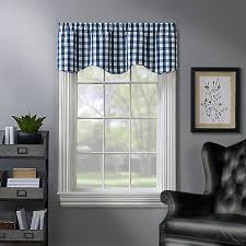 The matching valance is sold separately and can be hung over the tier pair or alone. Rylan Buffalo Check Scalloped Window Valance Bed Bath Beyond