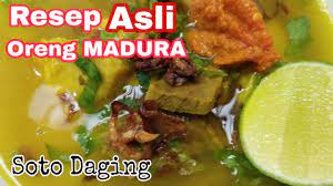 Resep Soto Daging Madura Youtube
