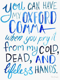 Oxford Comma Grammar Joke Blue Watercolour Typography Sticker By Rubyandpearl Redbubble Grammar Jokes Oxford Comma Watercolor Typography