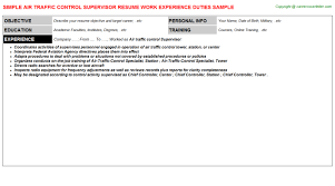 air traffic control supervisor cv
