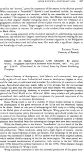 Updated on wednesday 17th october 2018. Peasants In The Making Malaysia S Green Revolution By Diana Wong Singapore Institute Of Southeast Asian Studies 1987 Viii 238 Pp 28 00 Distributed In The United States By Gower Publishing Company The
