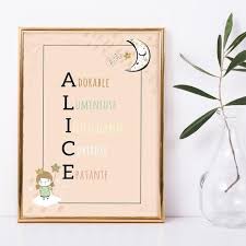 Personalized Poster With A Baby S Name On The Theme Of The Moon Special Acrostiche Poster For Little Girl Personalized Posters Theme Baby Names