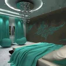 The bedroom is not a common choice for this color but it can actually look very charming here. Modern Teal And Gray Bedroom Novocom Top