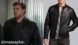 Imasoapfan The General Hospital Wardrobe And Fashion Blog Jason Morgan S Black Leather Jacket General Hospital Season 53 Episode 222 02 16 16 Leather Jacket Black Leather Jacket Jackets
