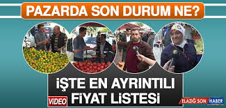 Iste Pazardaki En Ayrintili Fiyat Listesi Elazig Son Haber Elazig Haber Elazig Son Dakika Haberleri