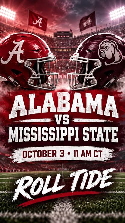 What's the predicted score for Alabama vs Mississippi State on October 3rd,  2026?