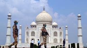 The entire taj mahal complex is made up of five elements surrounded by four smaller domes and four slender towers. Eerily Empty Taj Mahal After Longest Shutdown Bbc News